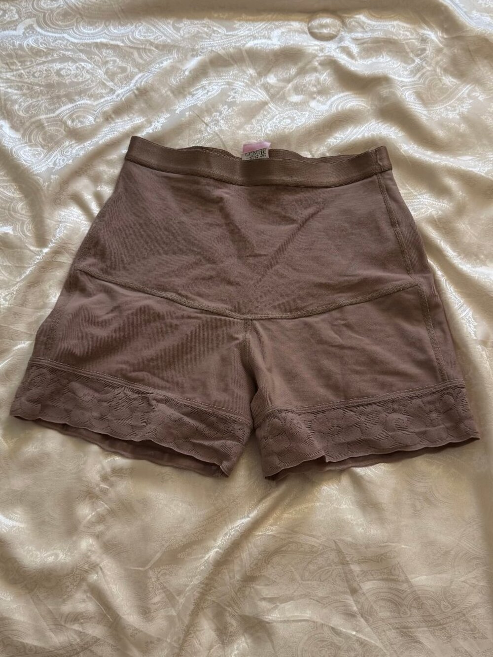 Fitness Line Taupe High-Waist Compression Shorts, XXL